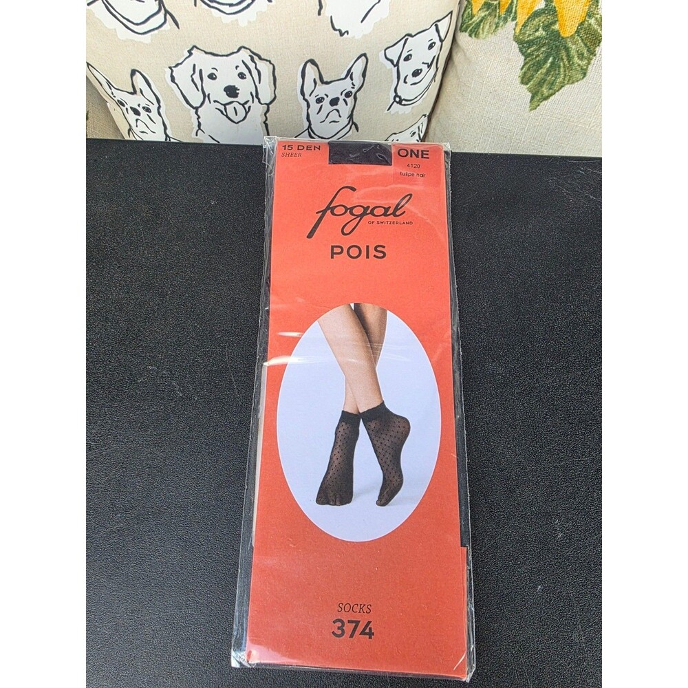 NEW Fogal Pois Women's Beige with Black Dots Sheer Socks One Size Fogal of Switz
